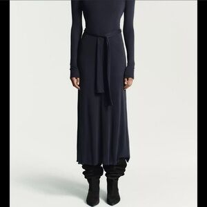 Women's Navy Maxi dress with Waist Tie